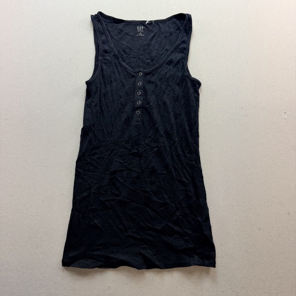 Gap Ribbed Tank Top Womens Small Black Good Henley Scoop Neck Maternity 16576